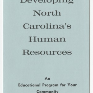 Developing North Carolina's Human Resources