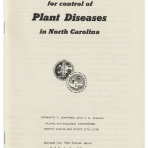 Chemicals for Control of Plant Diseases in North Carolina 1963