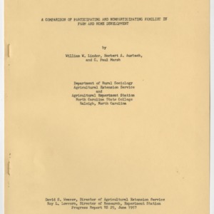 North Carolina Extension Evaluation Studies: Number 1 Jun. 1957