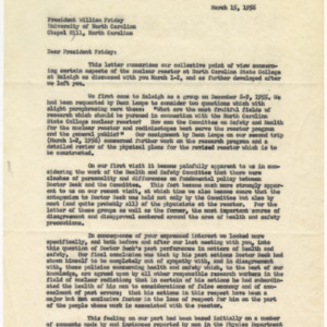 Letter from Donald R. Hamilton, et al. to President William Friday March 15, 1956