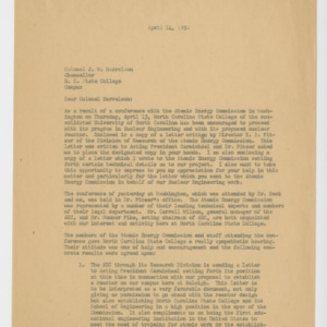 Letter from J. H. Lampe to Colonel J. W. Harrelson, with enclosures, April 14, 1950