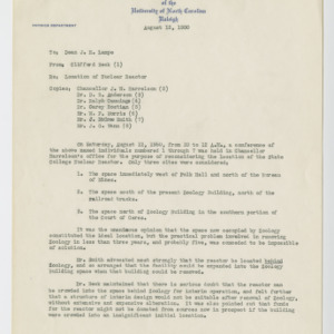 Memorandum from Clifford Beck to Dean J. H. Lampe, August 15, 1950