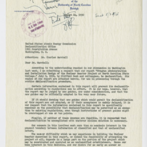 Letter from Clifford K. Beck to Dr. Charles Marshall, August 24, 1950