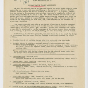 Staff Memorandum No. 15, Staff Assignments, February 6, 1951