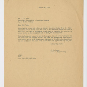 Letter from J.H. Lampe to Mr. J.G. Vann, with enclosure, March 28, 1952