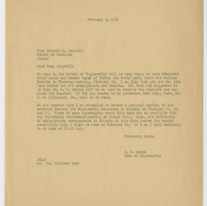 Letter from J. H. Lampe to Malcolm Campbell, with enclosures, February 3, 1954