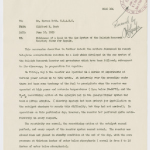 Memorandum from Clifford K. Beck to Dr. Herman Roth, June 10, 1955
