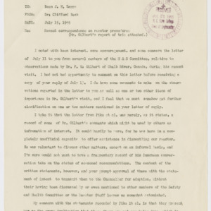Memorandum from Dr. Clifford Beck to Dean J.H. Lampe July 15, 1955