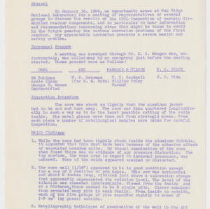 Report on the Inspection of the First Raleigh Research Reactor January, 1956