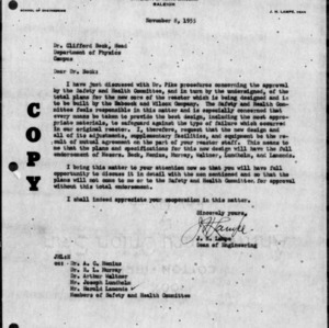 Letter to Dr. Clifford Beck from J.H. Lampe, November 8, 1955