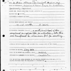 Request for Reactor Operation, Reactor Experiment No. 155, Activation of mineral sample for scintillation spectrometry experiment, March 27,1958