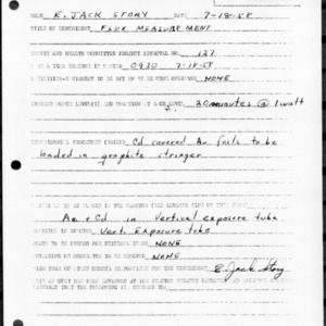 Request for Reactor Operation, Reactor Experiment No. 240, Flux measurement, July 18, 1958