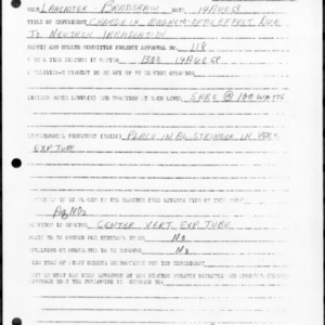 Request for Reactor Operation, Reactor Experiment No. 267, Change in magneto-optic effect due to neutron irradiation, August 14, 1958