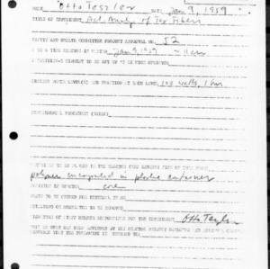 Request for Reactor Operation, Reactor Experiment No. 367, Activation analysis of textile fibers, January 9, 1959