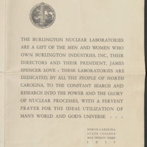 Burlington Nuclear Laboratory, 1955