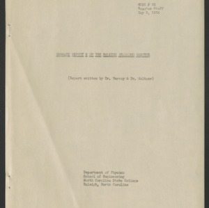 Summary Report 2 on the Raleigh Research Reactor, NCSC #72, 1954
