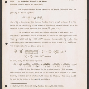 Reactor Period vs. Reactivity, NCSC #8, April 2, 1951