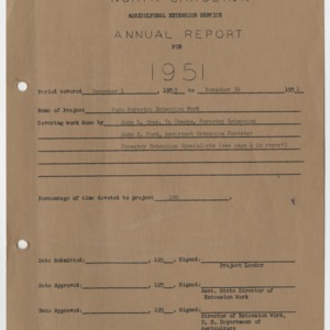 North Carolina Agricultural Extension Service Annual Report for 1951 - Farm Forestry Extension Work