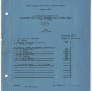 North Carolina Agricultural Extension Service Annual Report- Agricultural Production Management and Natural Resource Use Project (III) - Forestry 1966
