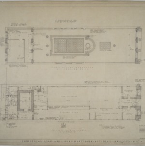 Combination mezzanine and ceiling plan, first floor plan