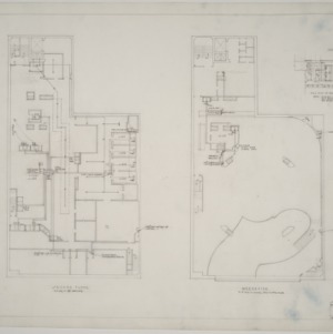 Sprinkler system and refrigeration system plans, second floor, mezzanine