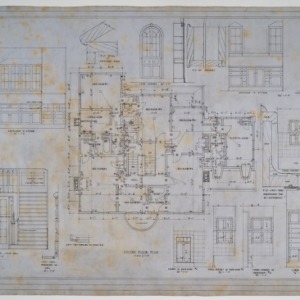 Second floor plan and various details