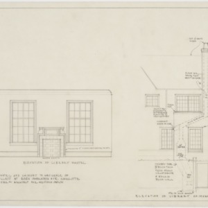 Elevation of library mantel, elevation of library chimney