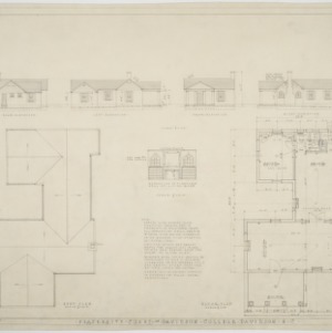 Roof plan, floor plan, elevations, House No. 3