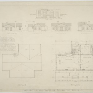Roof plan, floor plan, elevations, House No. 2