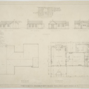 Roof plan, floor plan, elevations House No. 4
