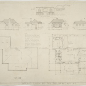 Roof plan, floor plan, elevations House No. 8