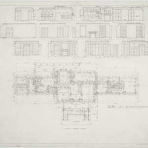 First floor plan, interior elevations