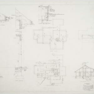 Roof plan, foundation plan, second floor plan, sections
