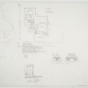 Second floor plan, mower house floor plan and elevation