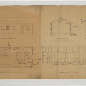 Elevations, floor plans, sections of pump house