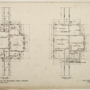 Floor plan and basement plan, Dining hall and heating plant
