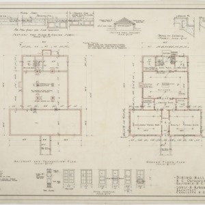 Basement and foundation plan, ground floor plan of Dining Hall