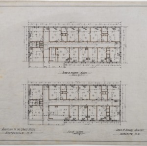 Third and fourth floor plans, fifth floor plan