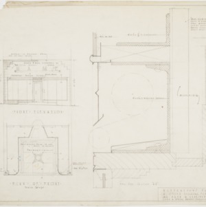 Front elevation, plan of front