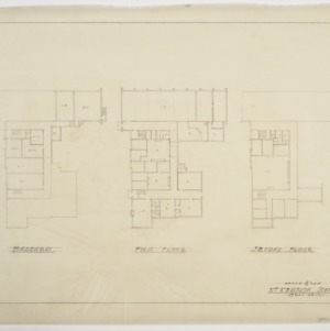 Basement, first floor and second floor plans