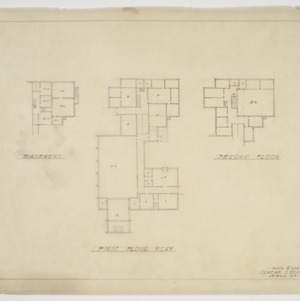 Basement, first floor and second floor plans