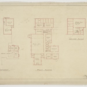 Basement, first floor and second floor plan