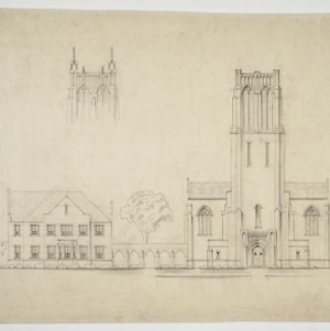 Elevation and sketch of tower