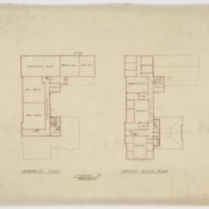 Scheme "F" basement and second floor plan