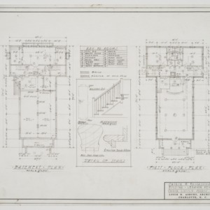 Basement and first floor plan and stair details