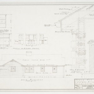 Rear elevation, cabinet details and wall and cornice sections