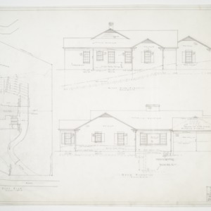 Site plan, right and rear elevation