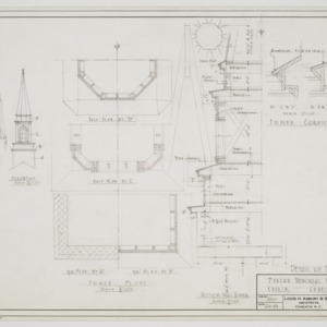 Tower plans and sectional elevation