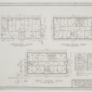 Basement, first floor and second floor plan