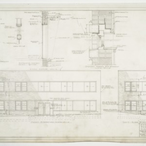 Front and right side elevation and wall sections
